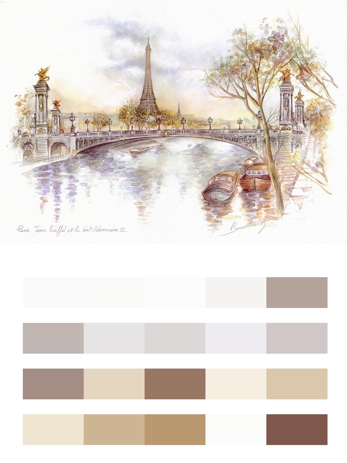 Париж акварель цвета